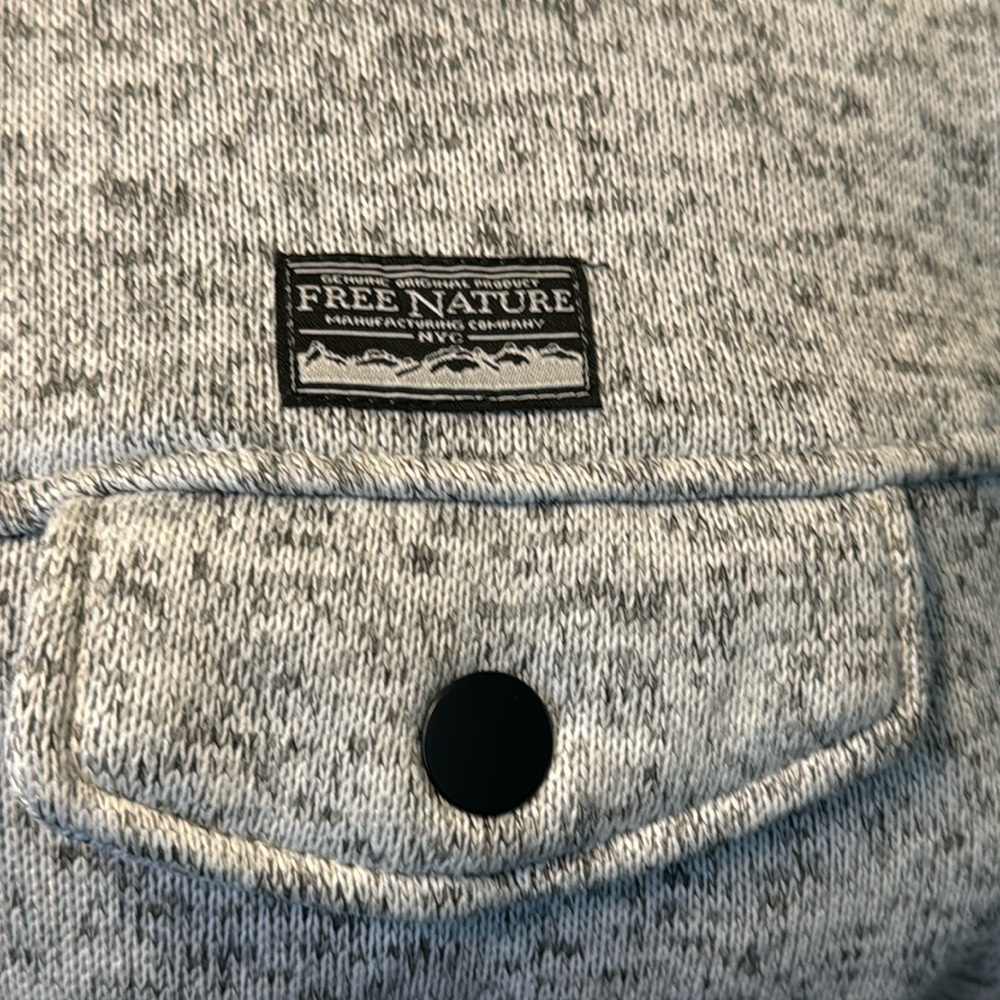 Free Nature Men's Gray Fleece Button Mock Pullover in size M - Picture 2 of 7